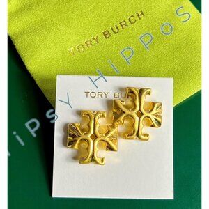 ***NEW!! Tory Burch Gold Roxanne Stud LOGO earrings